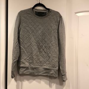 Gray Quilted Crew-Neck Sweater